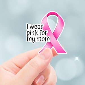 Sticker borstkanker, aangepaste sticker, aanmoediging, aangepaste borstkankercadeau, sticker waterfles, kankerbewustzijn, cadeau roze lint