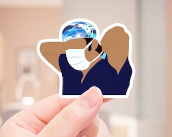 Grey&#39;s Anatomy sticker, Derek Shepard, Ferry boat scrub cap, Surgeon, Grey, Water bottle sticker, Laptop Sticker, Sexiest Man Alive