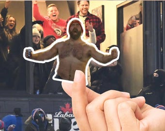Jason Kelce, No Shirt, Chiefs Sticker, Jason Kelce Sticker, Travis Kelce, Jason At Chiefs Game, Christmas, New Heights, Jason Tailgate Shot
