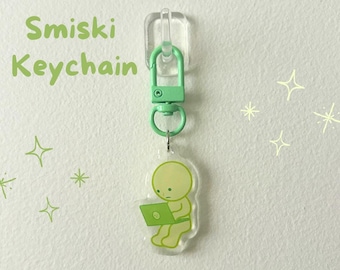smiski porte-clés adorable bijou de sac y2k idée cadeau coquette green guy ordinateur portable working series
