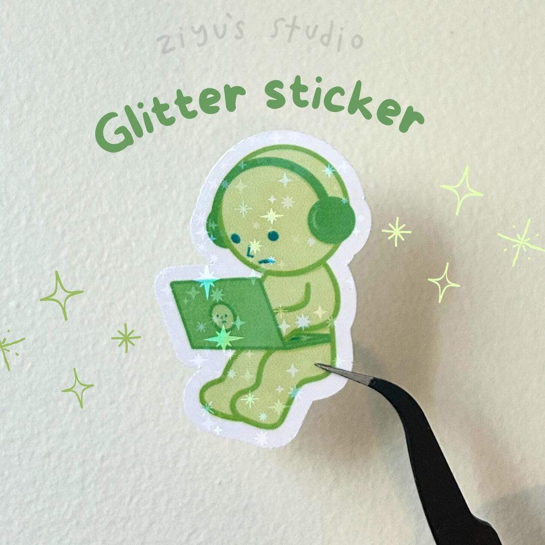 Simski Stickers Smiski Laptop Glitter Vinyl Sticker | Waterproof & Scratch Proof ...