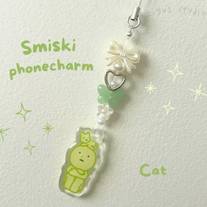smiski chaveiro gato fofo coquete arco y2k telefone charme presente ideia