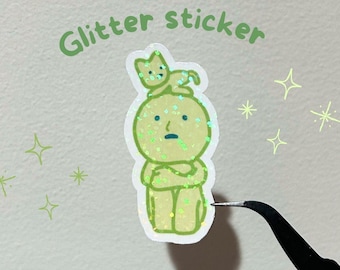smiski cat vinyl glitter sticker | waterproof & scratch proof | perfect for laptop, water bottle, headphones, phone, car