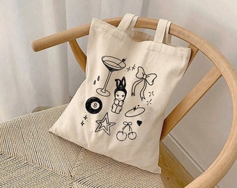 Sonny Angel Cotton Canvas Tote Bag minimalist coquette graphic printed canvas tote bag y2k