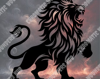 Lion Clipart, Digital Art, Svg, Png, Jpg, Eps, Pdf, Black and White