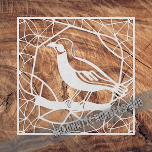 Vogelgesang Silhouette - Papierschnitt Vorlage, Vogel auf Ast, digitale Kunst, SVG, Png, Jpg, Eps, Pdf
