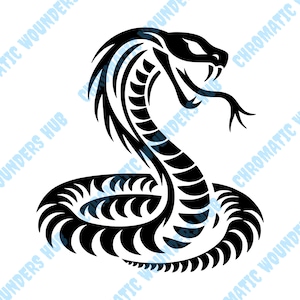 Cobra symbool clipart, digitale kunst, SVG, PNG, Jpg, EPS, PDF, zwart en wit
