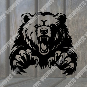 Furious Bear Clipart, Digital Art, Svg, Png, Jpg, Eps, Pdf, Black and White