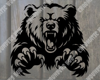 Furious Bear Clipart, Digital Art, Svg, Png, Jpg, Eps, Pdf, Black and White