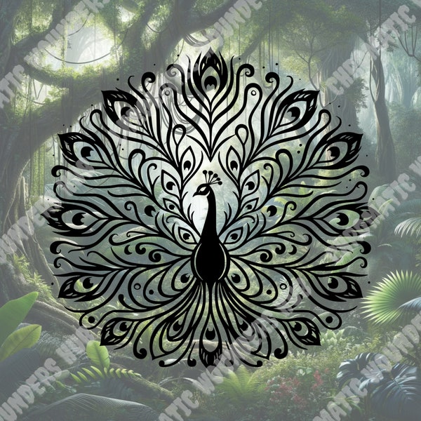 Peacock Clipart, Digital Art, Svg, Png, Jpg, Eps, Pdf, Black and White