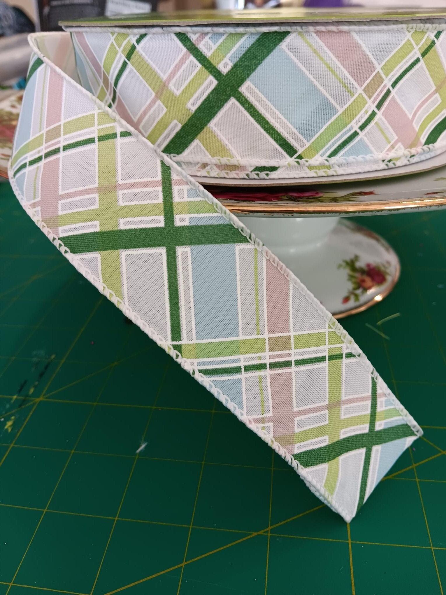 Pink Plaid Pattern Ribbon Plaid 1.5