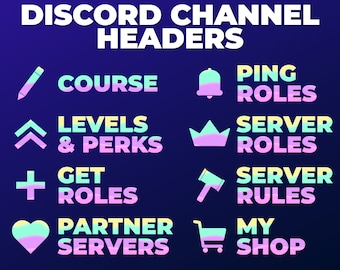 Discord Channel Header - Icon Pastell Aesthetic Discord Channel Banner - Gelb, Grün, Lila, Pink - Aesthetic Discord Serer