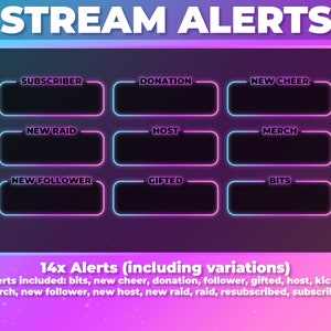 Animated Blue, Purple & Pink Neon Stream Alerts