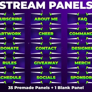 Purple and Green Stream Panels - Premade Twitch Panel