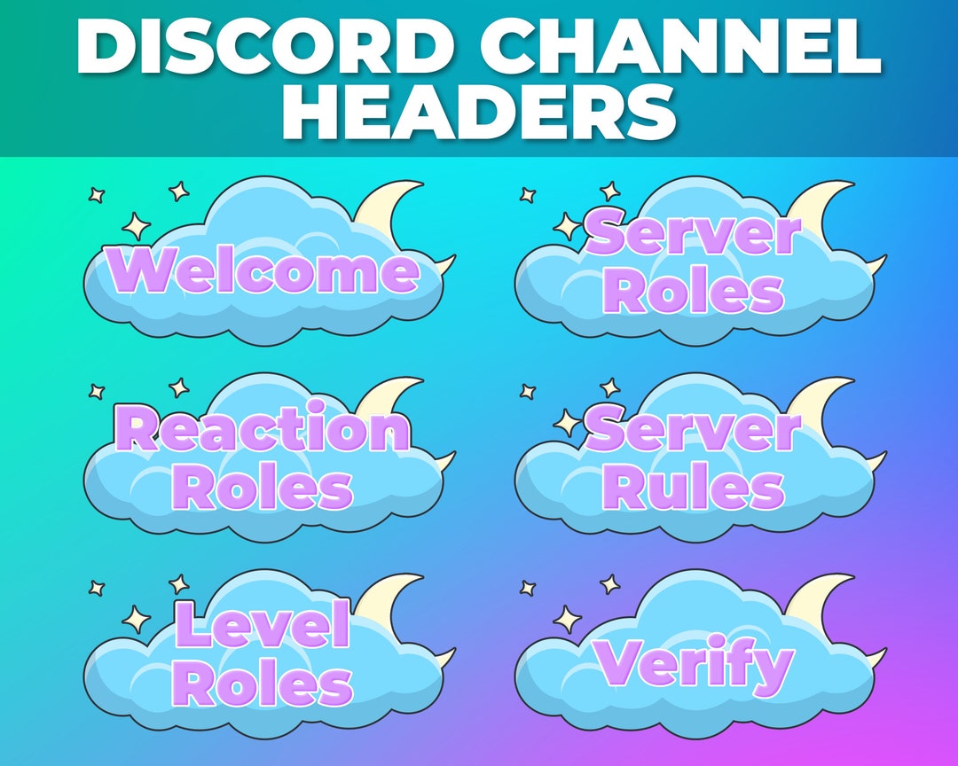 Blue & Purple Cloud Discord Channel Header Package Blue Cloud With