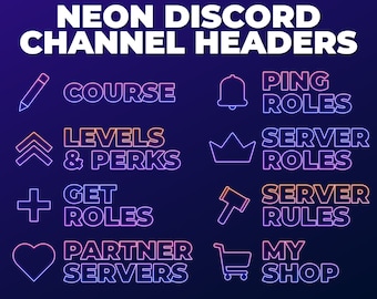 Neon Discord Header mit Farbverlauf - Icon Aesthetic Discord Channel Banner - Lila, Blau, Pink, Orange