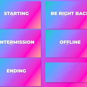Blue, Pink & Purple Animated Screens for Stream - Starting, Ending, Intermission, Be Right Back, Offline