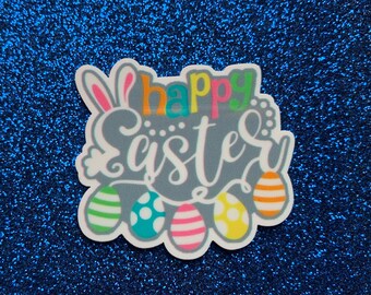 5 Stück Frohe Ostern, weißes Kaninchen, Osterei, flache Rückseite, Harz, Cabochon, Schleife in der Mitte, flache Rückseite, weißes Kaninchen, Hase