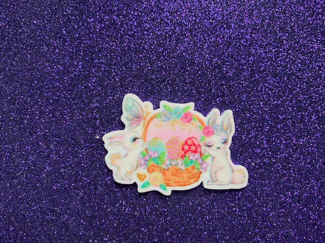 5pc White Rabbit, Easter Basket, Easter Egg, Planar Flatback, Resin ...