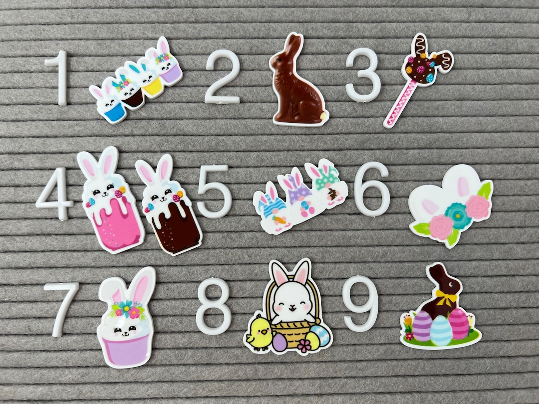 5pc Happy Easter, White Rabbit, Easter Egg, Planar Flatback, Resin ...