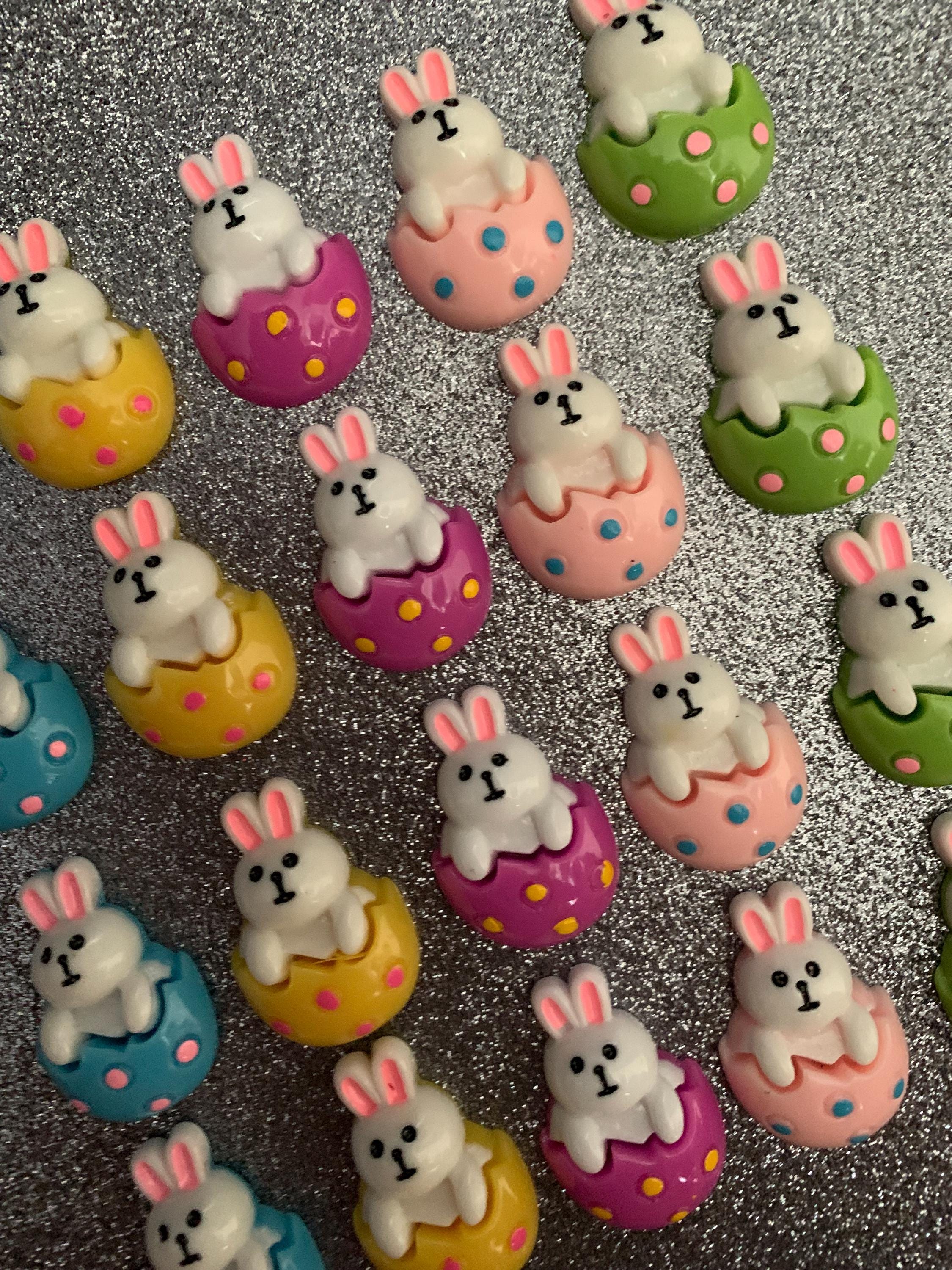 10stk. Hasen im Osterei, Planarer Kunstharz Cabochon, Bogenmitte, Flachboden, Osterhase, Pastellkaninchen, Osterkorb, Frühling