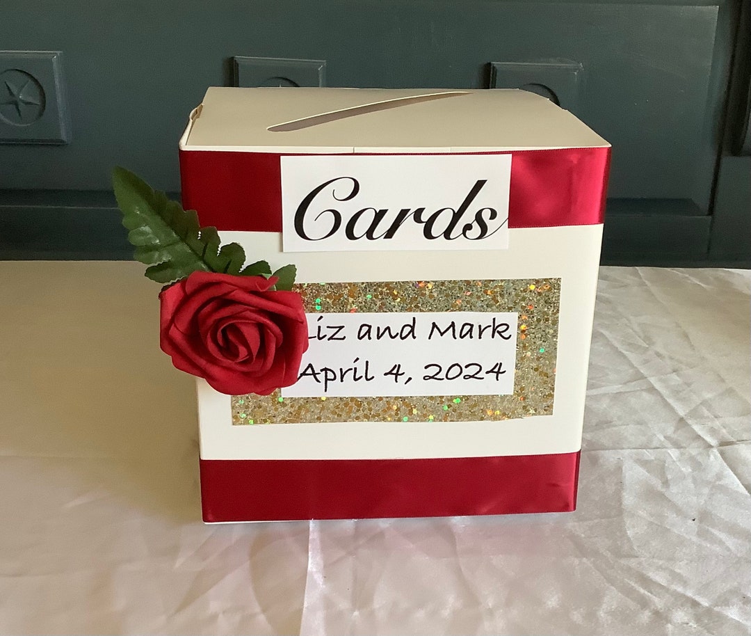 Greeting Card Box Personalized With Satin Ribbon and Roses..you Choose ...