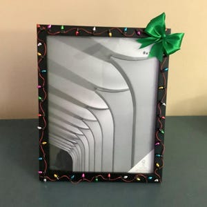 8x10 faux Christmas string lights black picture frame
