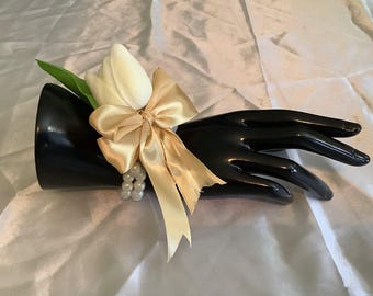Real touch tulip wrist corsage…custom made