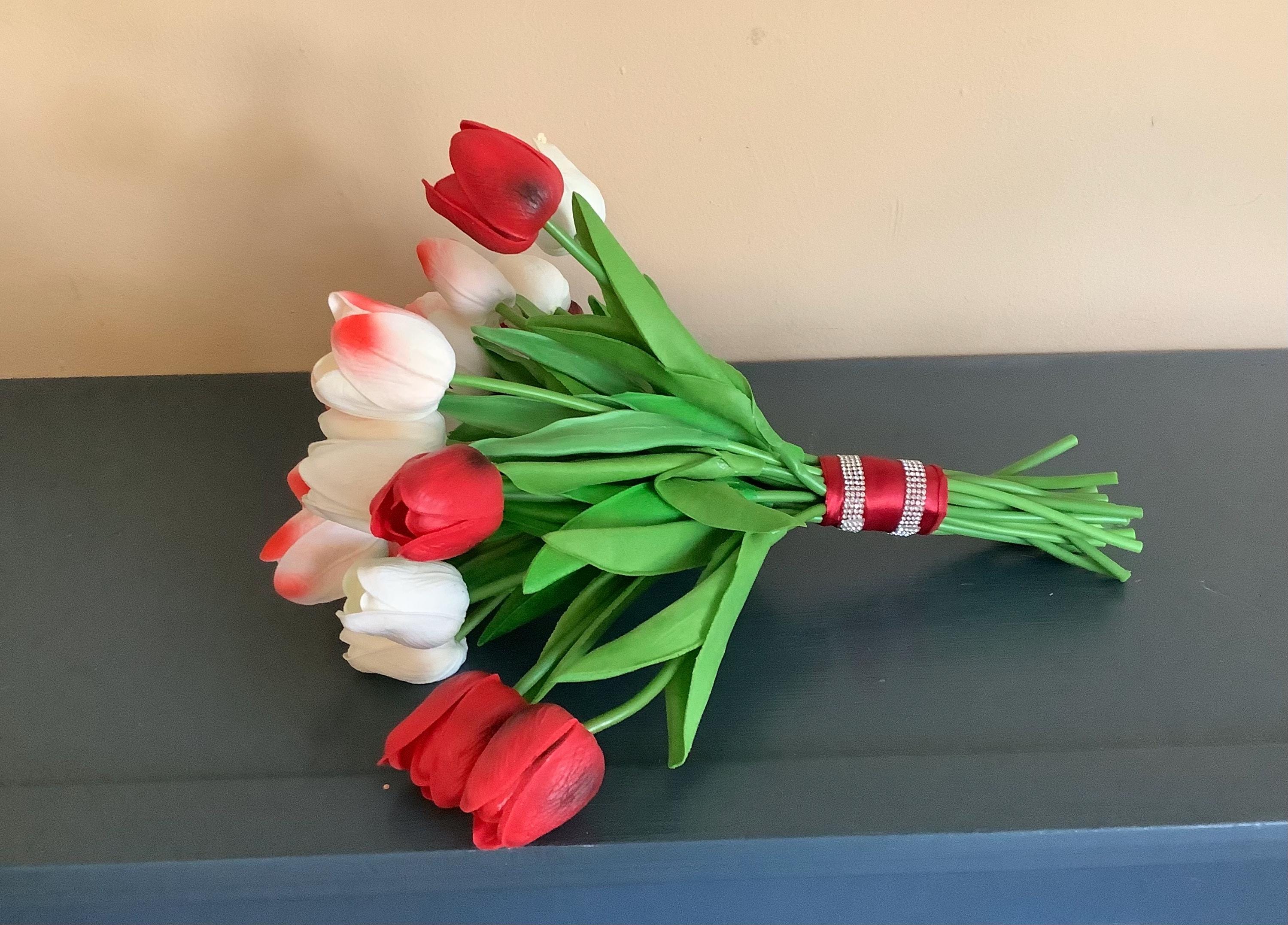 Red and White Tulip Bouquet