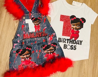 Boss Girl Baby Birthdayoverall skirt outfit set Custom outfit