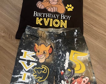 King of Jungle Birthday short outfit set Custom outfit