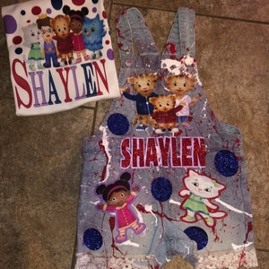 Overalls custom Daniel girls Tiger birthday outfit