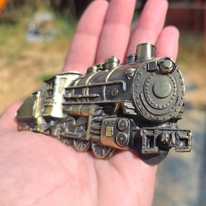 Vintage 1980 Train Locomotive Belt Buckle Great American Buckle Company Chicago USA Made
