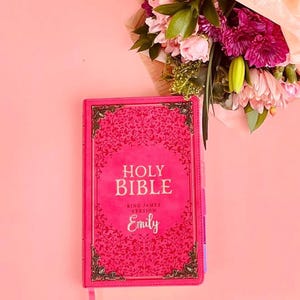 Personalized King James Version Bible with Colorful Tabs – Custom Name – Gift for Her