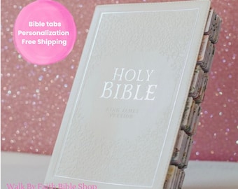Flikar, vit KJV-bibel, personlig bibel, dopgåva, bröllopsgåva