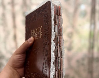 Personalized KJV Bible: Vintage Faux Leather, Custom Name, tabbed Bible