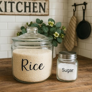 Etichette minimaliste per barattoli da cucina, adesivi per l'organizzazione della dispensa per sale, zucchero, riso, caffè e altro ancora