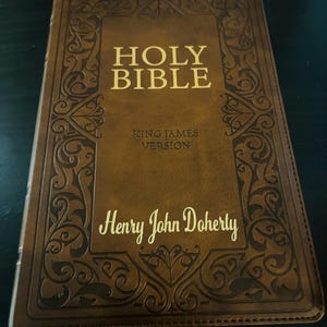 Personalized Holy Bible – King James Version (KJV) | Custom Name Engraving | Vintage Faux Leather | Bible Tabs Included | Gift for Her