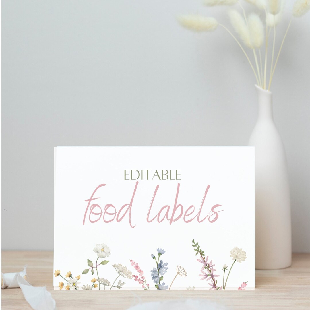 Editable Food Labels, Wildflower Theme, Instant Download - Etsy