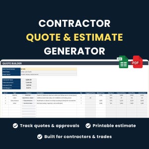 Contractor Quote & Estimate Template | Job Costing | Markup Calculator | Profit Tracker | Google Sheets