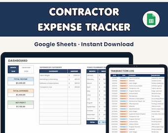 Contractor Expense Tracker | Job Cost & Income Log | Know Your Profit Per Project | Google Sheets