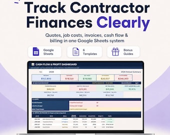 Contractor Spreadsheet Bundle | Finance, Job Costing, Quote, Invoice & Cash Flow Google Sheets Templates