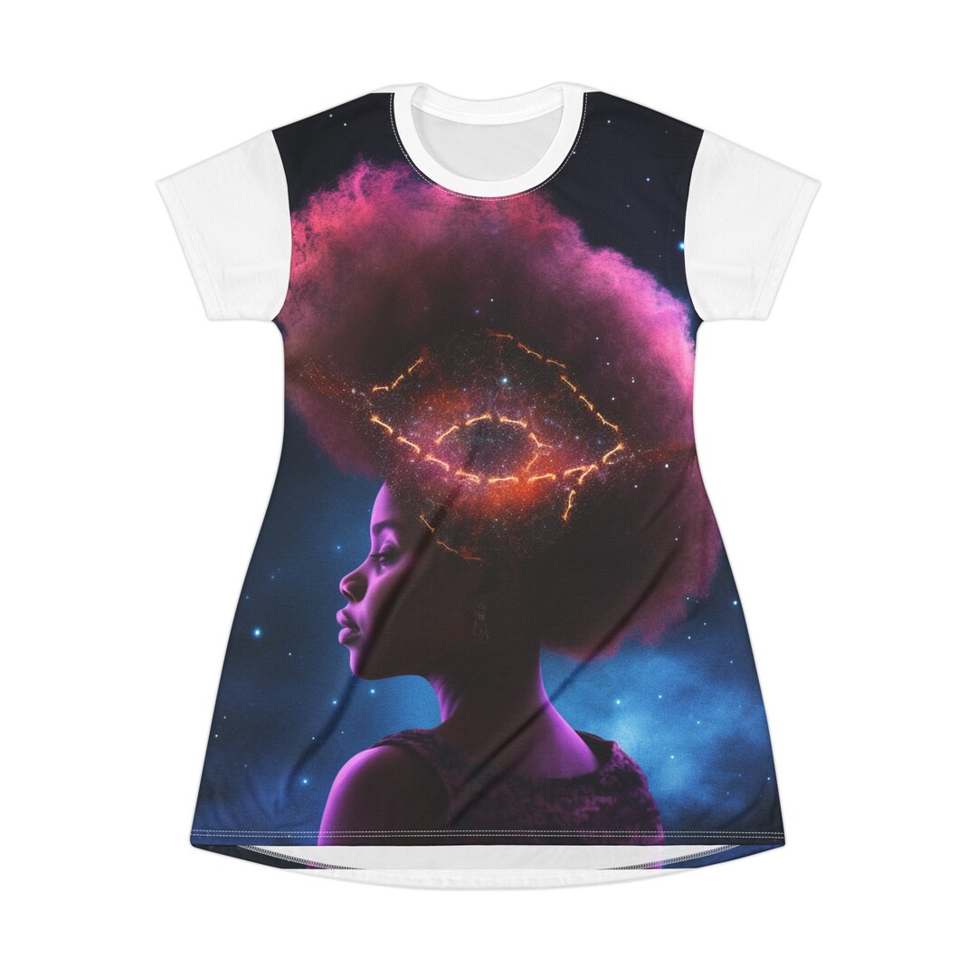 Cosmic Afro T-shirt Dress AOP - Etsy