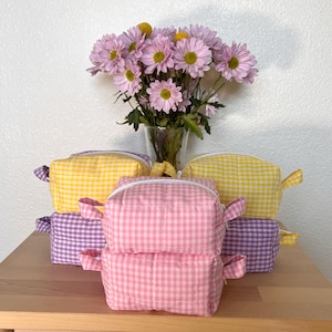 Cute Quilted Gingham Mini Makeup Bags – Handmade