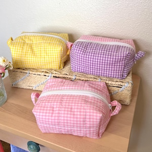 Cute Quilted Gingham Makeup Bags – Handmade