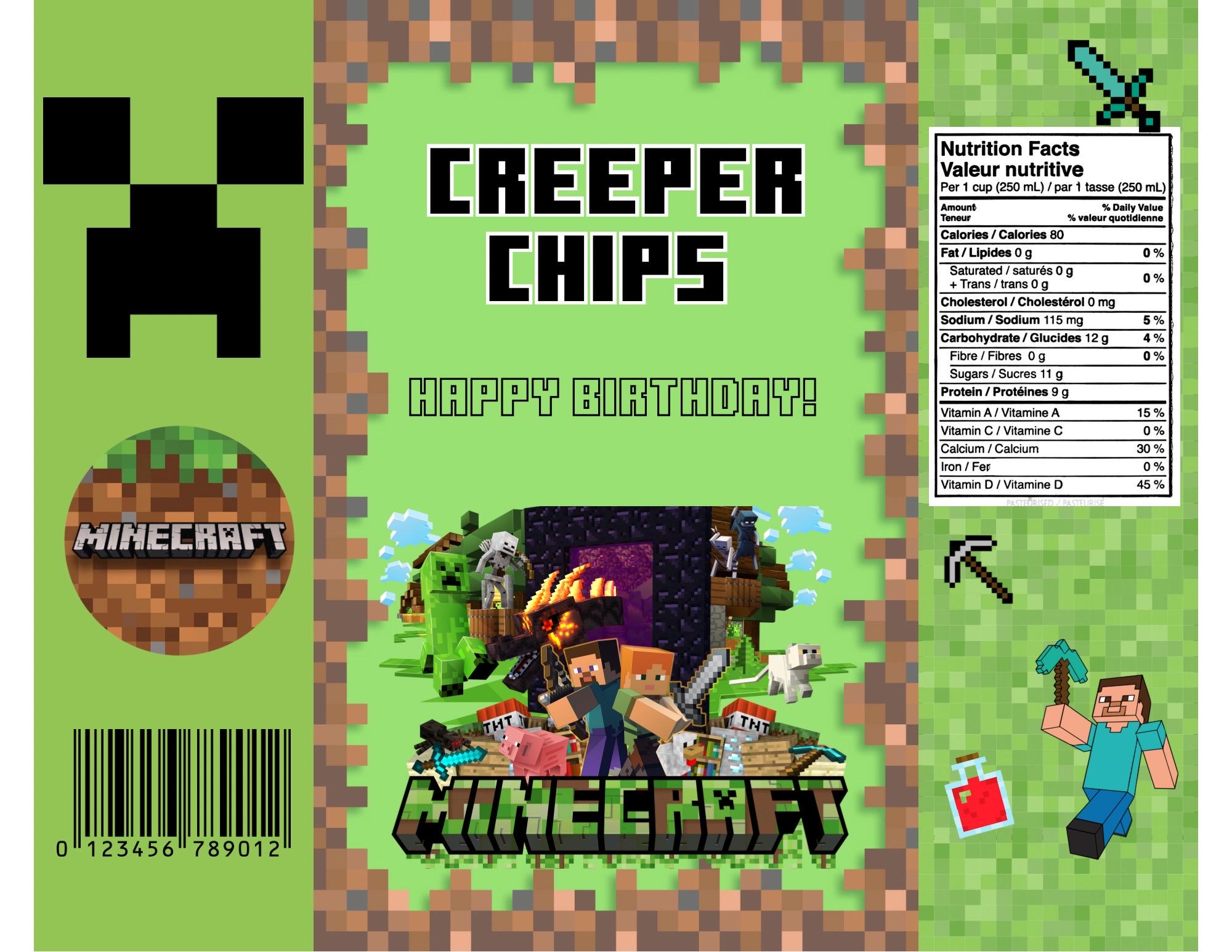 Instant Download Minecraft Chip Bag