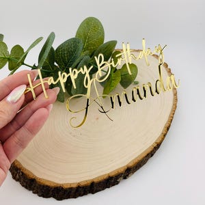 Custom Birthday Cake Charm, Happy Birthday Cake Topper, Personalized Mirror Acrylic Charm for cake decoration, Birthday Keepsake Charm