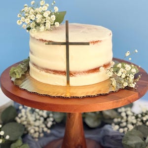 Gold Mirror Acrylic Cross Cake Topper, Religious Cake Charm for Baptism, First Communion Decor, Confirmation Cross Cake Decoration, Easter