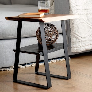 Sofa table - “Live edge Chocolate” Solid wood table /  Side table / Accent Table / Nightstand / Bedside Table / End table