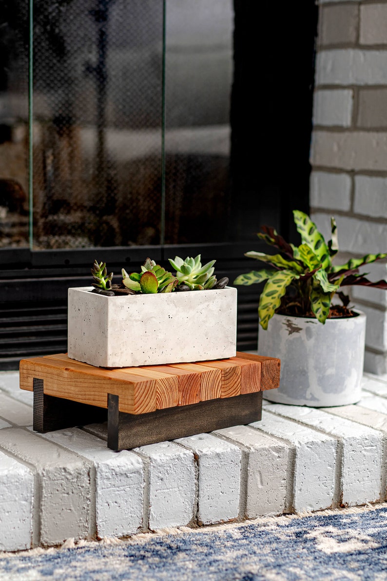 Bonsai Display Stand colored Rails Plant Stand / Wood Riser / Candle